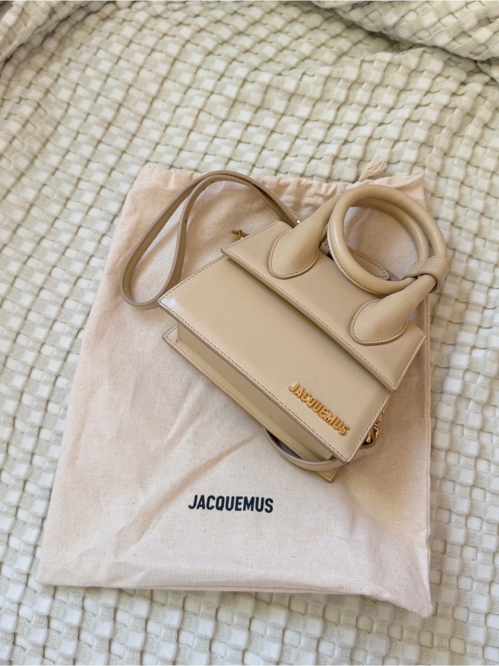 Jacquemus Mini Beige Leather Top-Handle Crossbody
